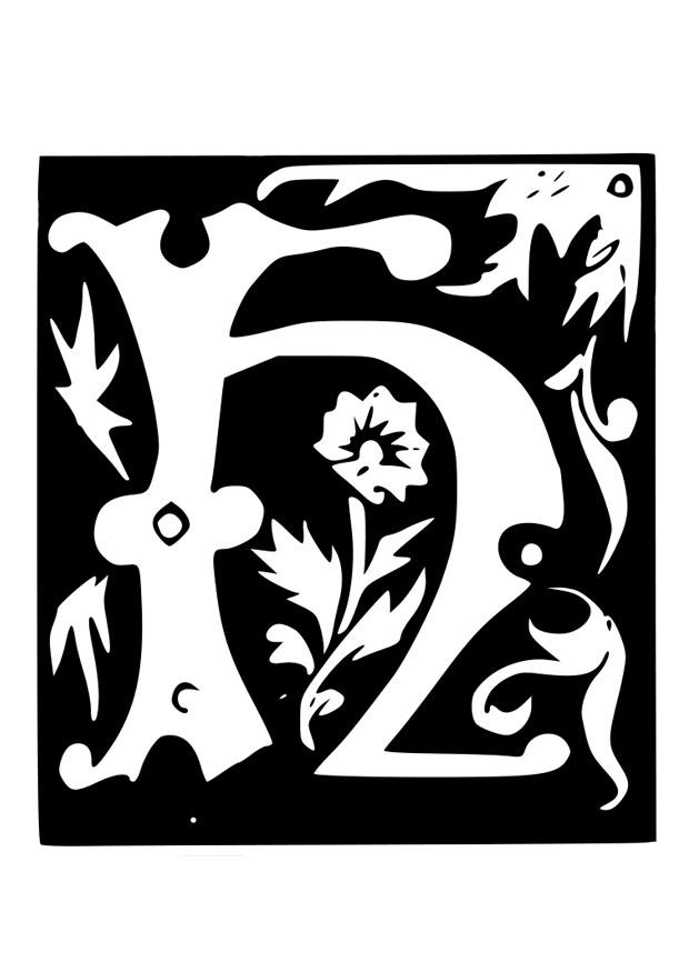 Coloring page ornamental letter - h