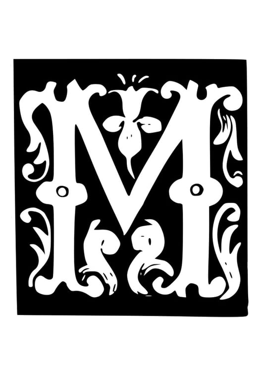 Coloring page ornamental letter - m