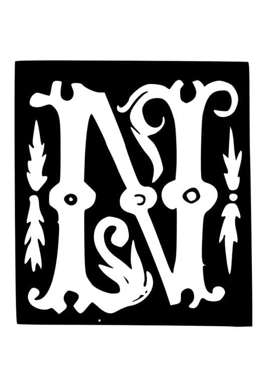 ornamental letter - n