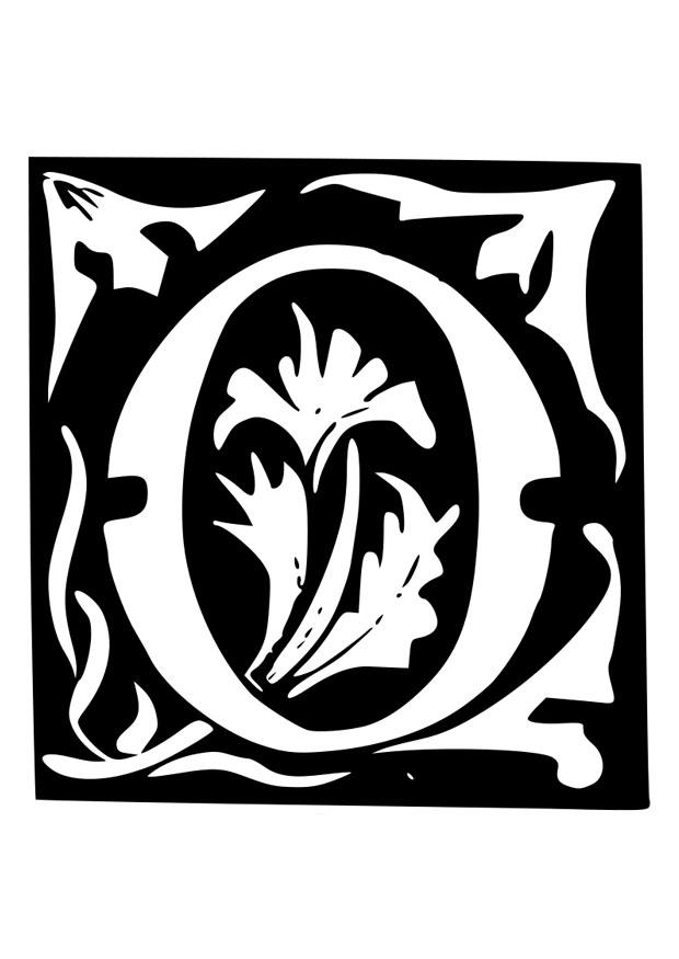 Coloring page ornamental letter - o