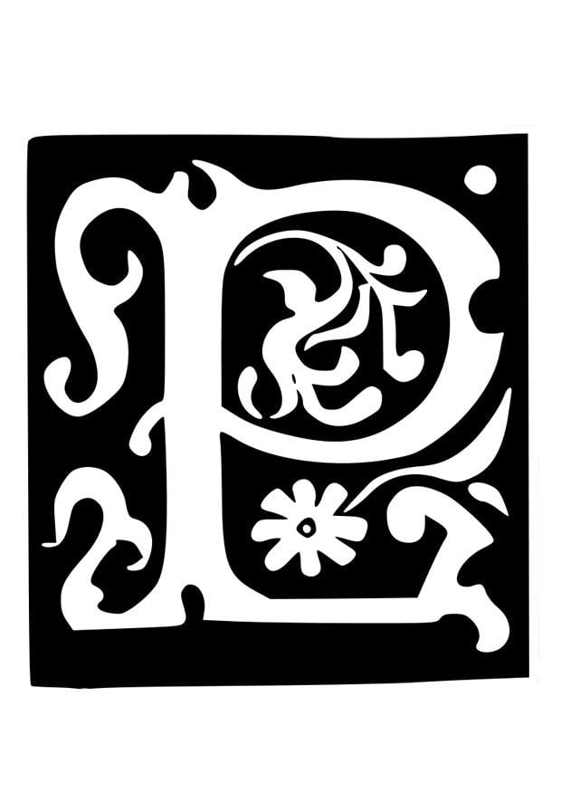 Coloring page ornamental letter - p