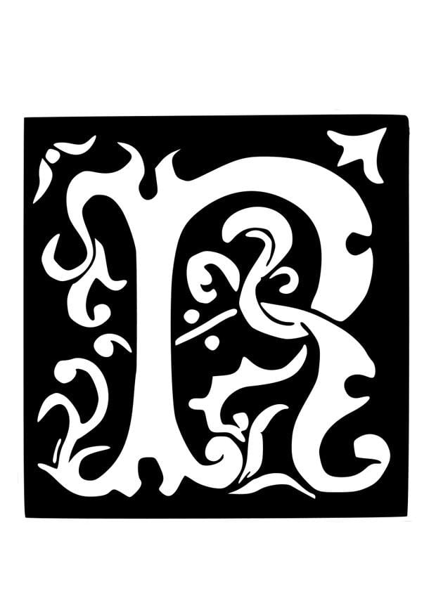 Coloring page ornamental letter - r