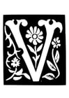 Coloring pages ornamental letter - v