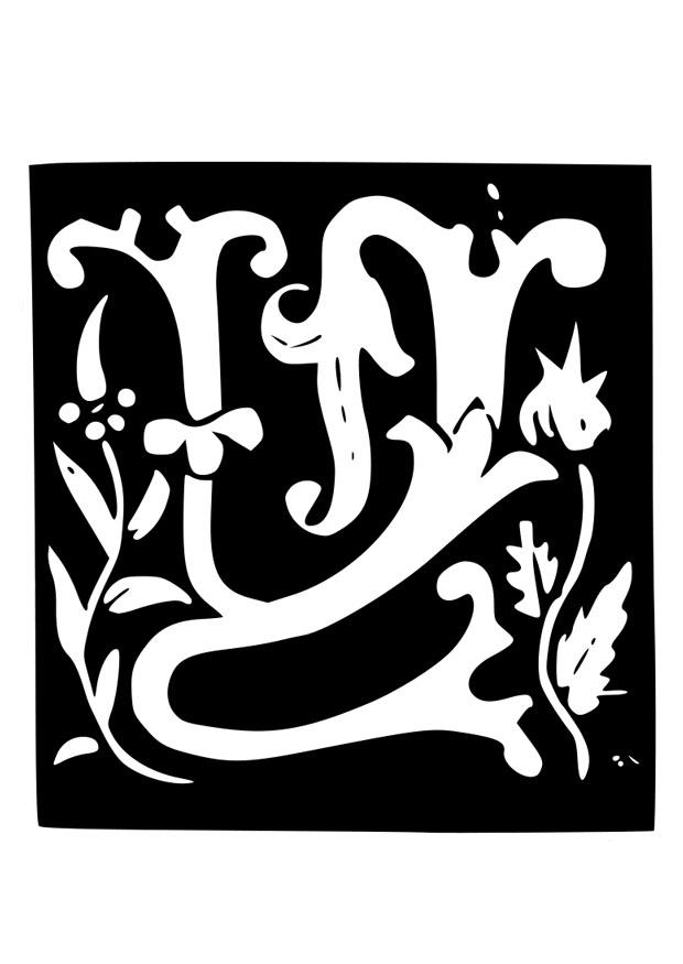 Coloring page ornamental letter - w