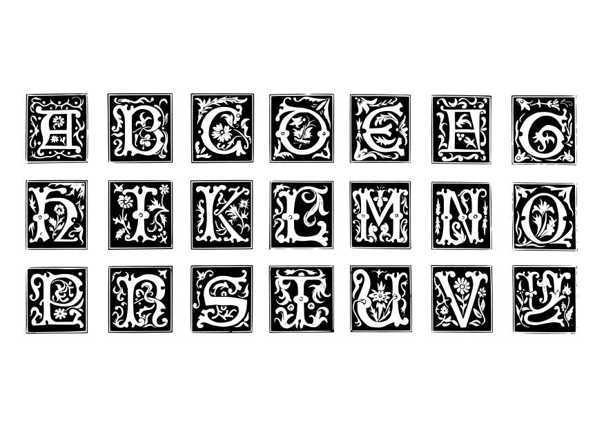 Coloring page ornamental letters