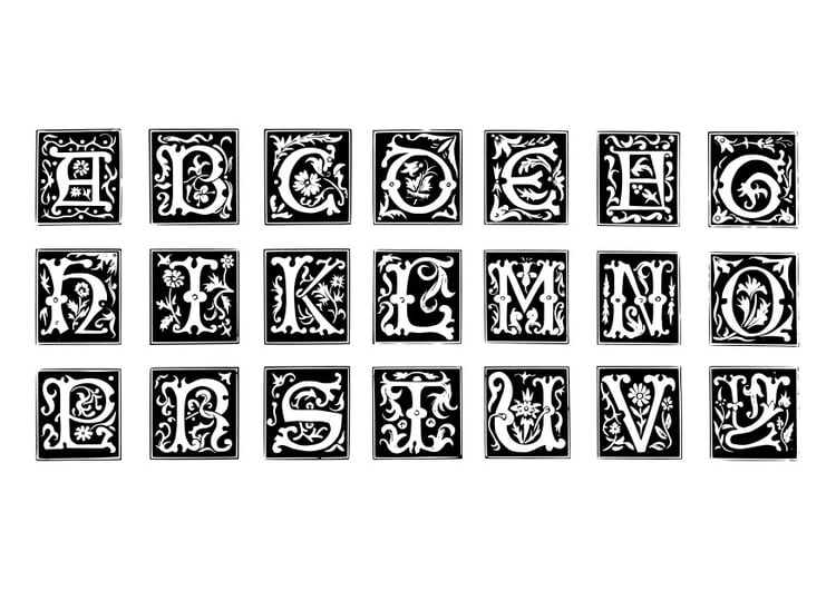 Coloring page ornamental letters