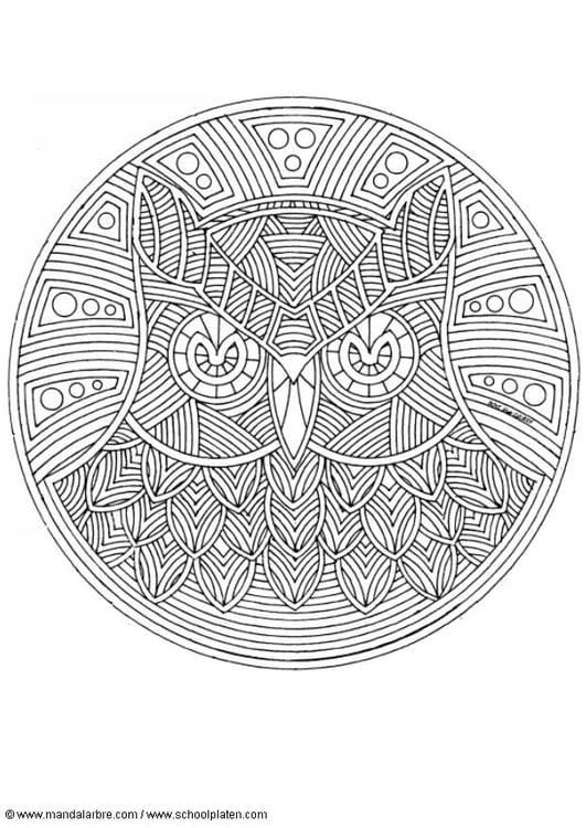 Coloring page owl mandala