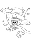 Coloring pages owl with full moon