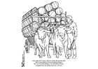 Coloring page oxen with cart