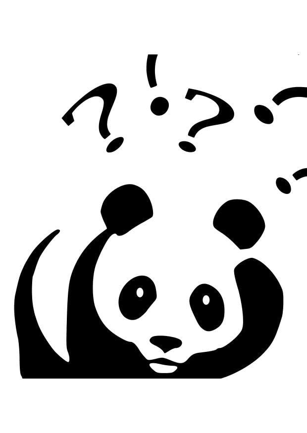 Coloring page panda asking questions