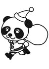 Coloring page panda in christmas costume