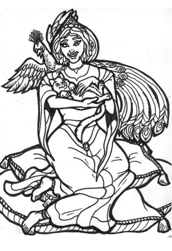 Coloring page peacock queen