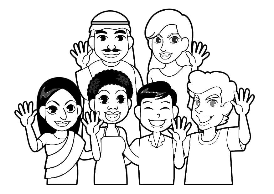 Coloring page people of the world