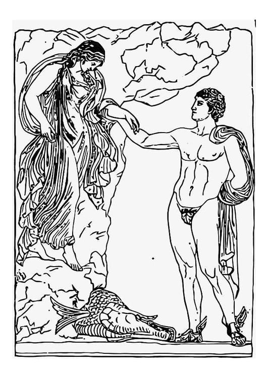 Coloring page perseus and andromeda