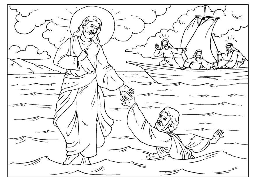 Coloring page Peter loses faith