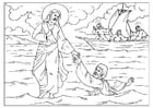 Coloring page Peter loses faith