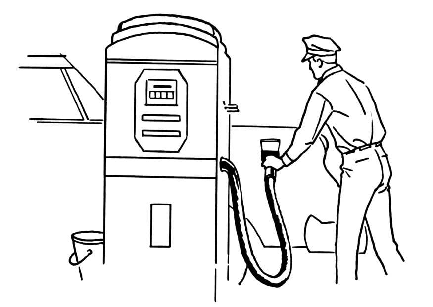 Coloring page petrol station