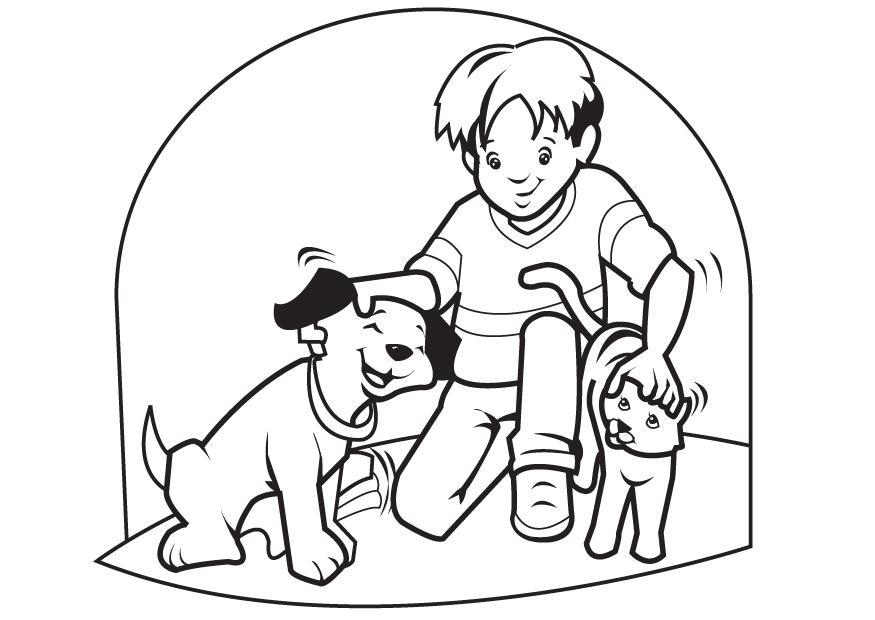 Coloring page pets cat and dog