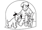 Coloring pages pets cat and dog