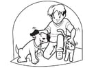 Coloring page pets cat and dog