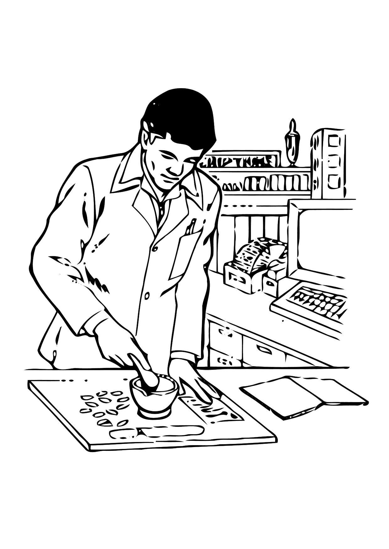 Coloring page pharmacist