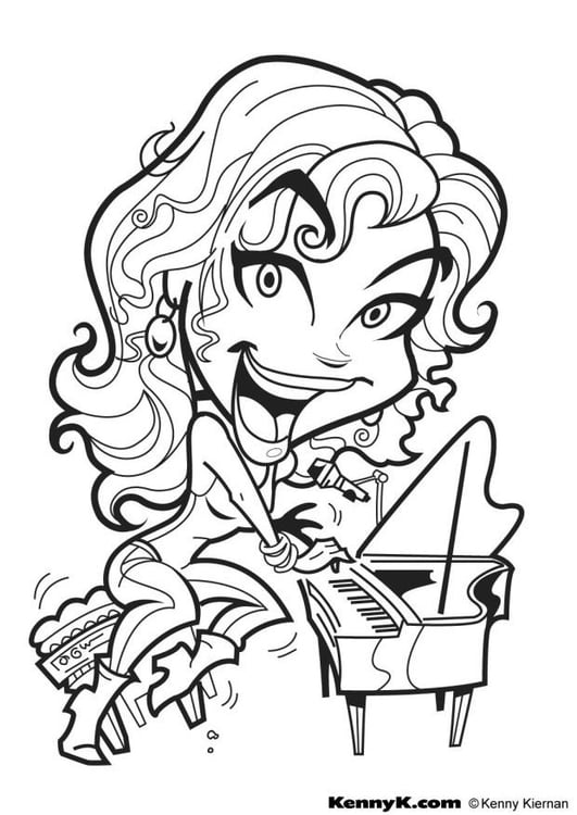 Coloring page pianist