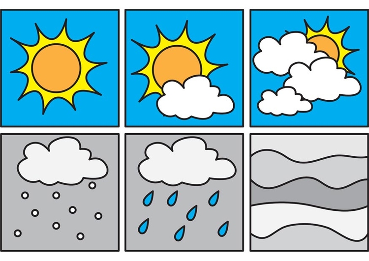Coloring page pictograms weather 1