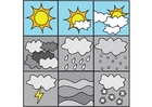 Coloring page pictograms weather 1