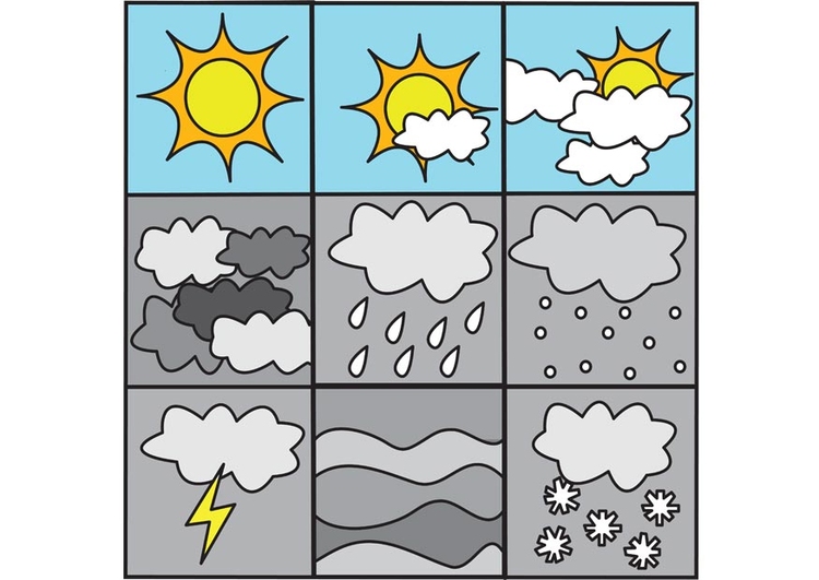 Coloring page pictograms weather 3