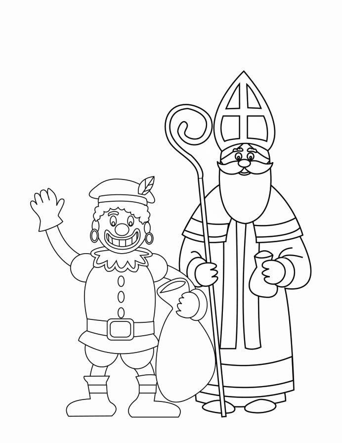 Coloring page Piet and St. Nicholas 