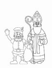 Coloring page Piet and St. Nicholas 