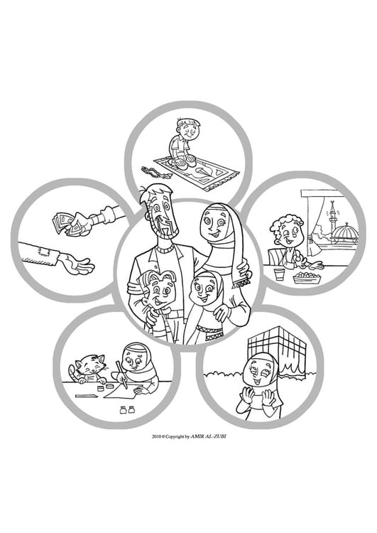 Coloring page pillars of the islam