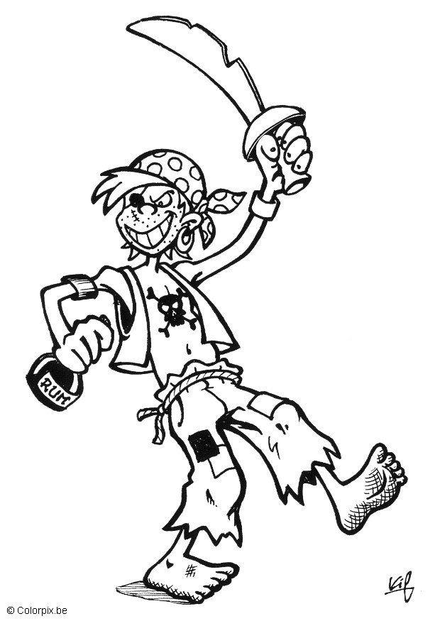 Coloring page pirate costume