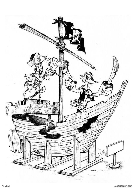 Coloring page pirate ship