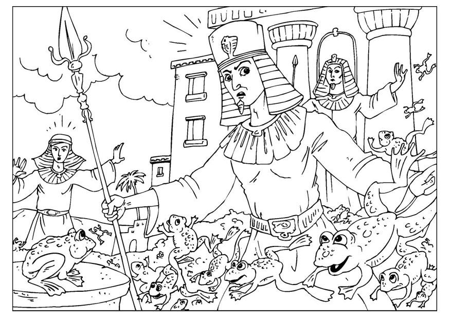 Coloring page plague of frogs