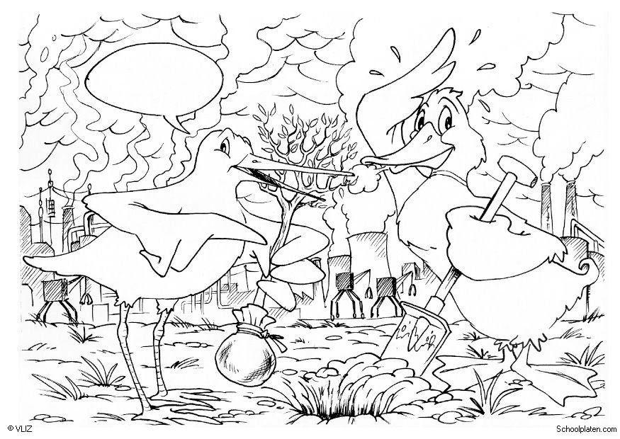 Coloring page planting trees