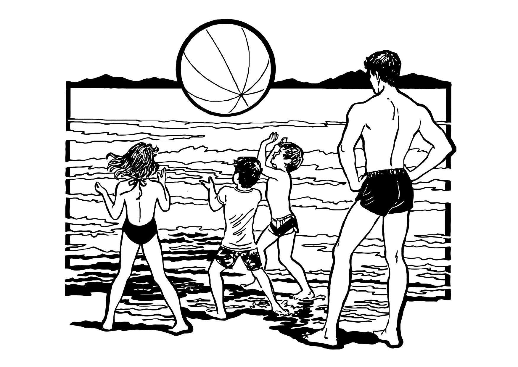 Coloring page play at the beach