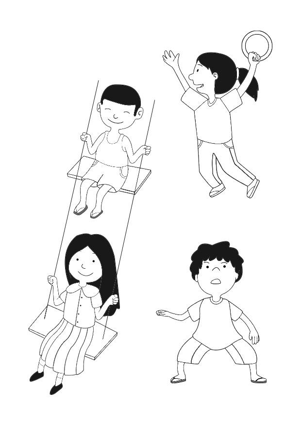Coloring page playing children