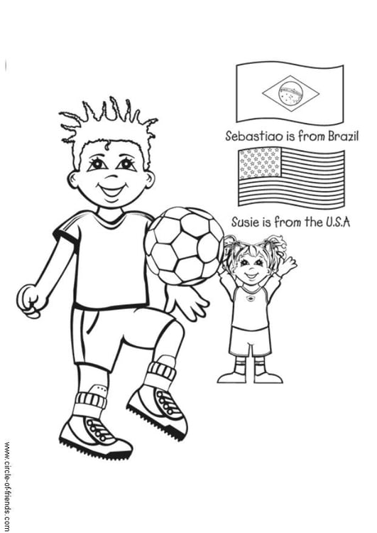 Coloring page playing football