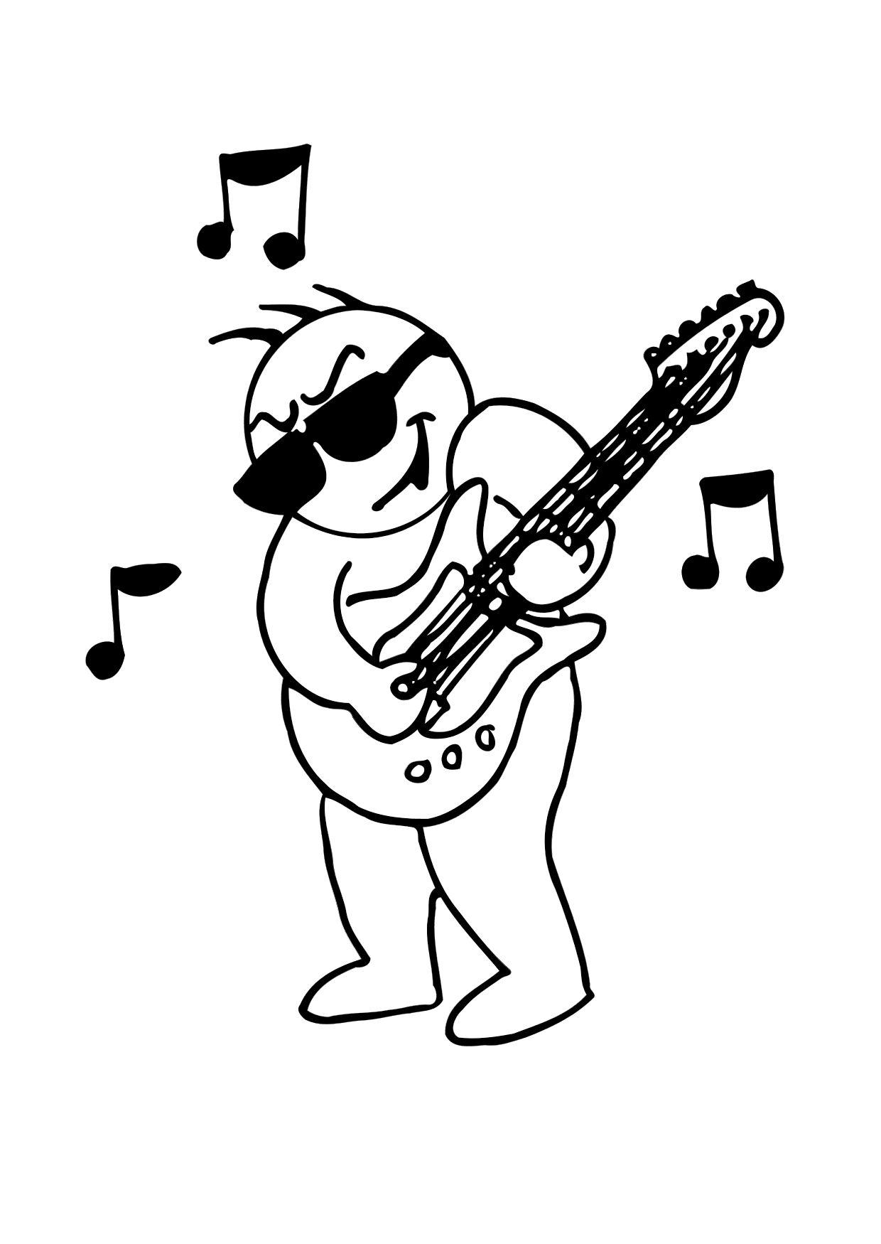 Coloring page playing guitar