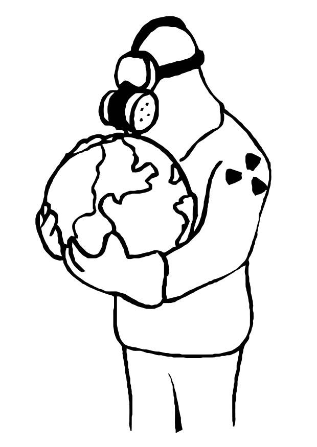 Coloring page polluted Earth