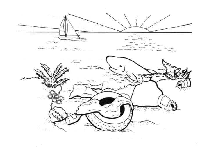 Coloring page polluting the water