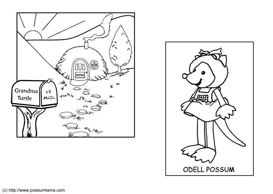 Coloring page possum twins