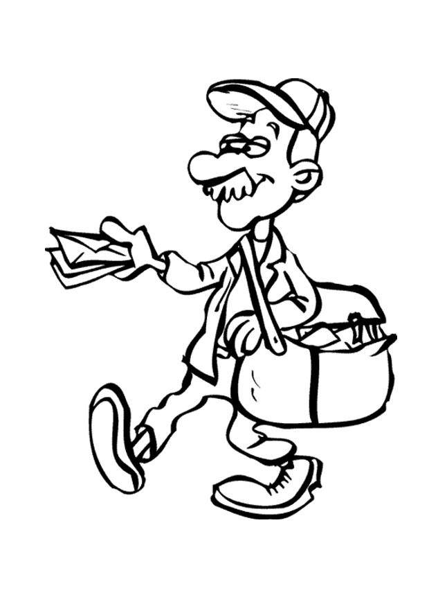 Coloring page postal carrier