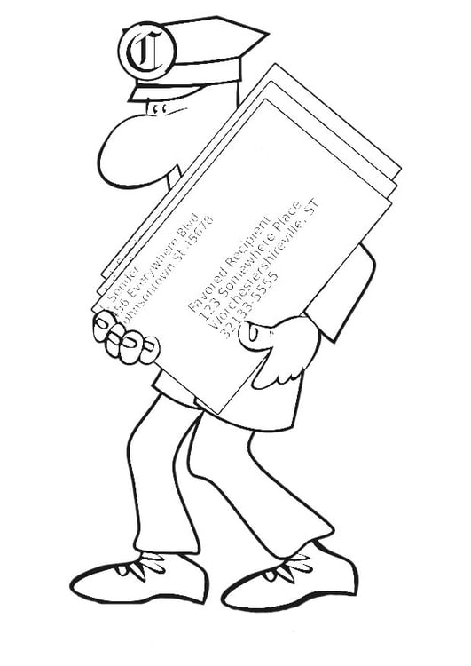 Coloring page postman on roller blades
