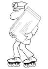 Coloring pages postman on roller blades