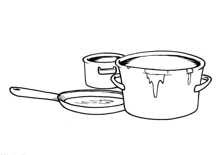 Pan Drawing and Coloring - Cooking Utensils Drawing and Coloring 