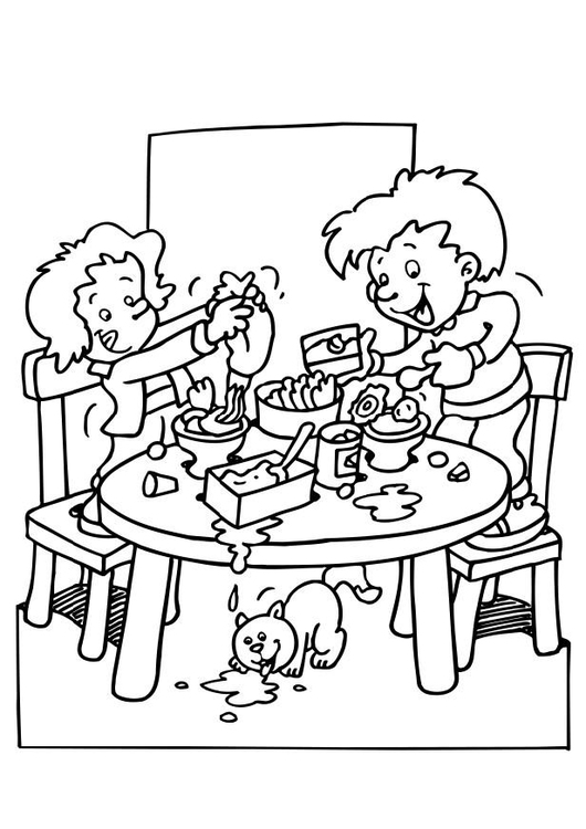 Coloring page preparing food