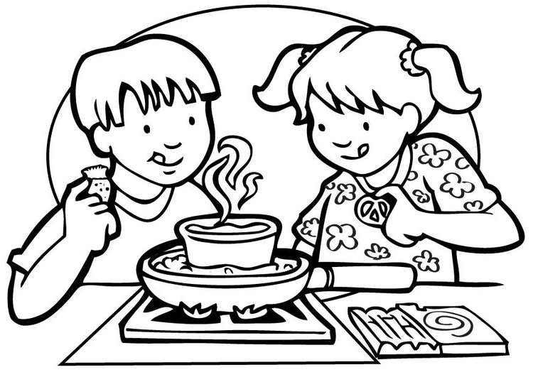 Coloring page preparing food