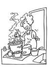 Coloring page preparing food